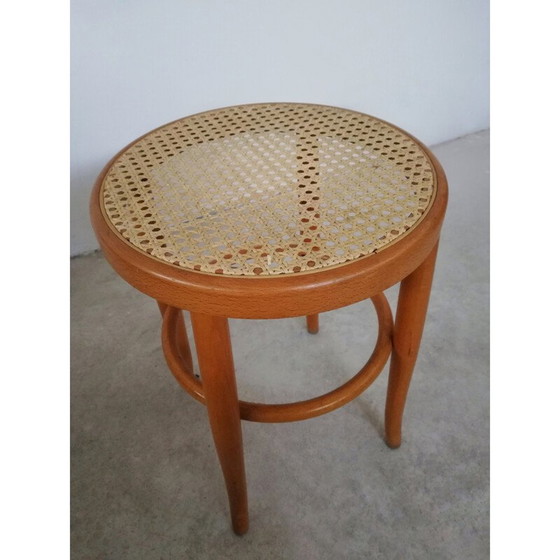 Image 1 of Vintage Viennese wood and straw stool