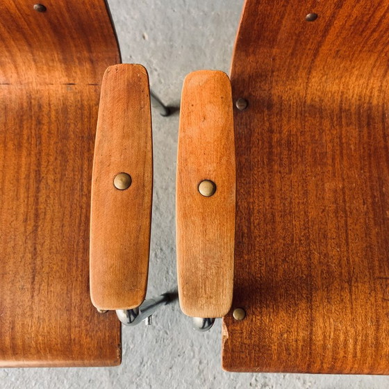 Image 1 of Set of 6 vintage wood and metal armchairs, 1960
