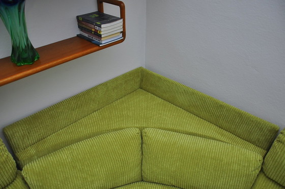 Image 1 of Green Corduroy Modular Corner Sofa, 1970S, Set Of 4