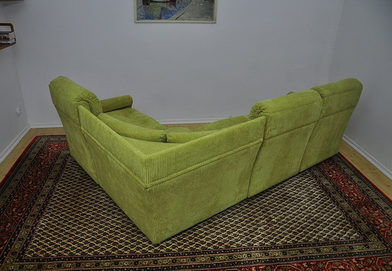 Image 1 of Green Corduroy Modular Corner Sofa, 1970S, Set Of 4