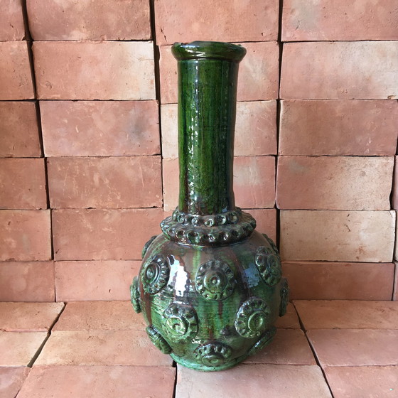 Image 1 of Tamegroute Glazed Earthenware Pottery Vase