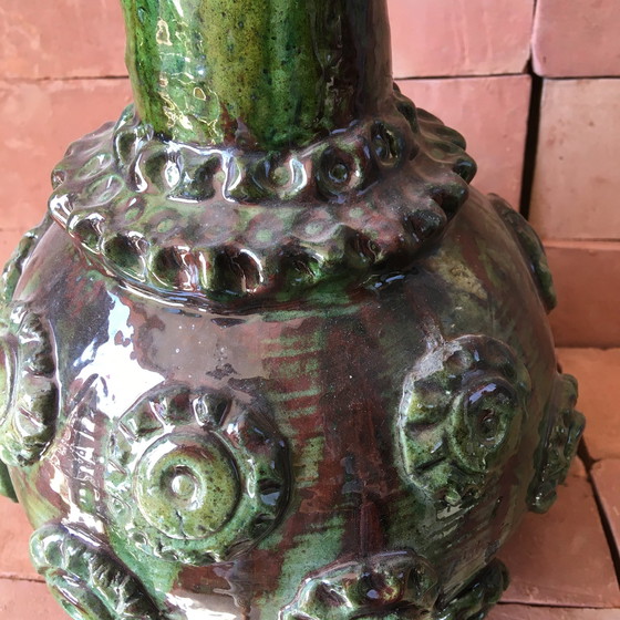 Image 1 of Tamegroute Glazed Earthenware Pottery Vase