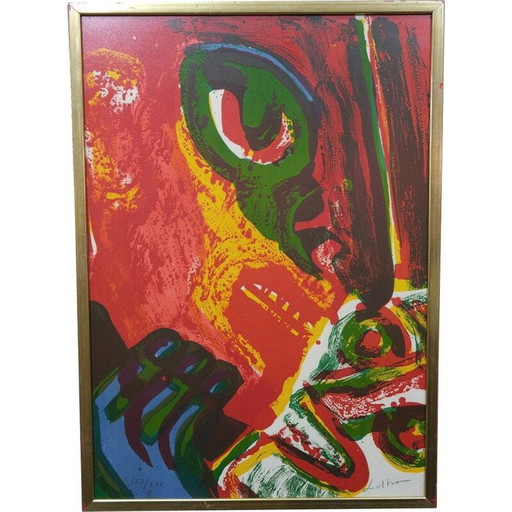 Litografía abstracta vintage original en color de Bengt Lindström, 1970