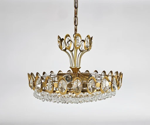 Palwa - Palme & Walter - Germany- Chandelier - brass - glass - 60's