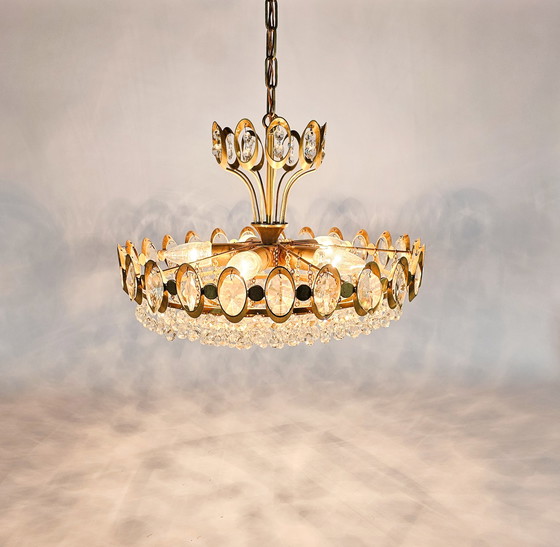 Image 1 of Palwa - Palme & Walter - Germany- Chandelier - brass - glass - 60's