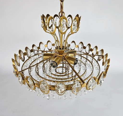 Palwa - Palme & Walter - Germany- Chandelier - brass - glass - 60's