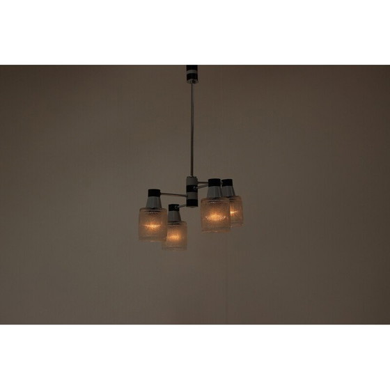Image 1 of Vintage pendant lamp in glass and lacquered metal for Drukov, Czechoslovakia 1970