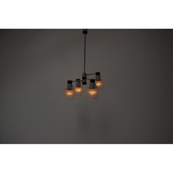 Image 1 of Vintage pendant lamp in glass and lacquered metal for Drukov, Czechoslovakia 1970