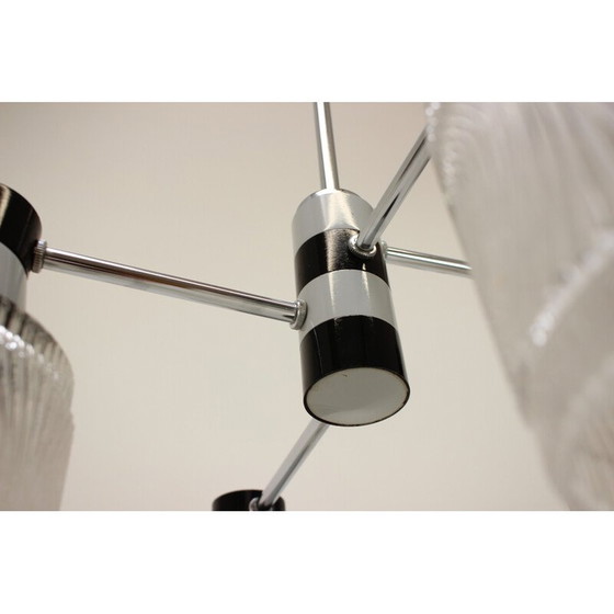 Image 1 of Vintage pendant lamp in glass and lacquered metal for Drukov, Czechoslovakia 1970