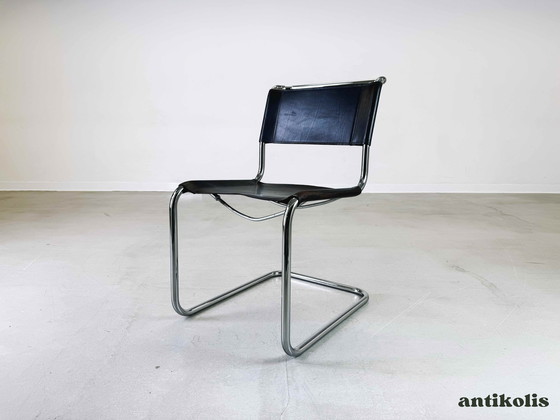 Image 1 of Set of 2 Thonet S33 Mid - Century chairs Mart Stam core leather 1970s