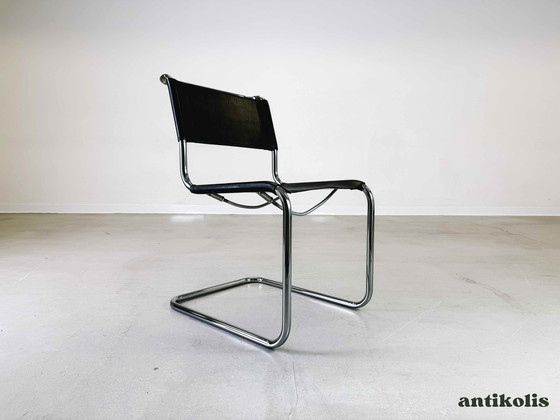 Image 1 of Set of 2 Thonet S33 Mid - Century chairs Mart Stam core leather 1970s