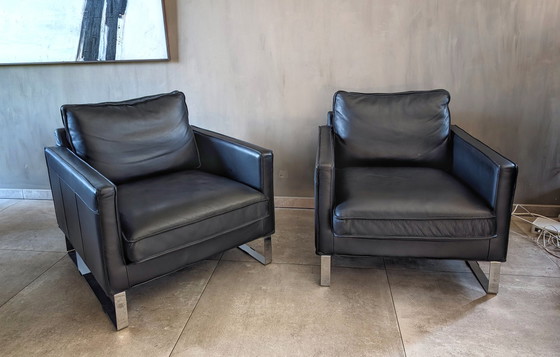 Image 1 of 2x Modern leather armchairs