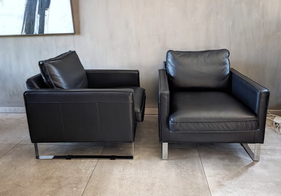 Image 1 of 2x Modern leather armchairs