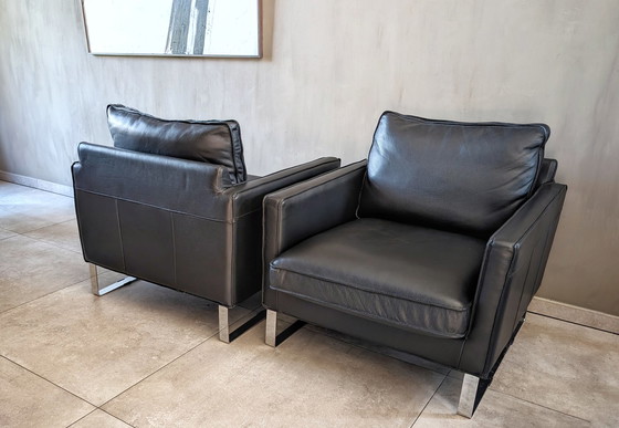 Image 1 of 2x Modern leather armchairs