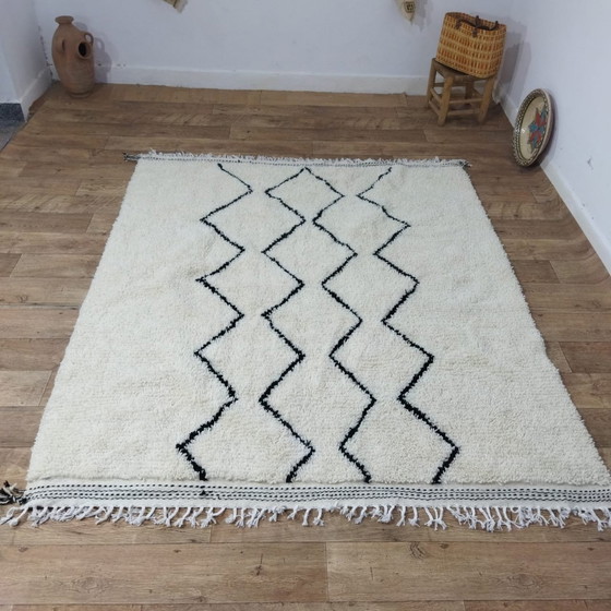 Image 1 of Handmade Beni Ouarain Carpet Of Wool - Tapis Beni Ouarain En Laine Fait Main