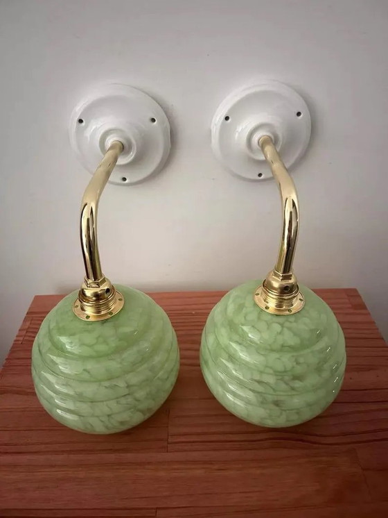 Image 1 of 2 Green Wall Lights