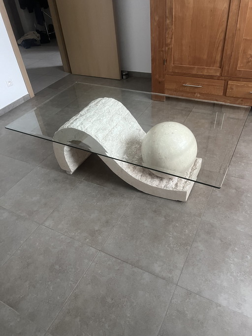 Travertine modern coffee table