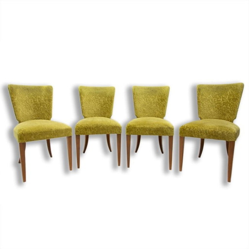 Set of 4 vintage Art Deco dining chairs H-214 by Jindrich Halabala for Úp Závody, 1950s