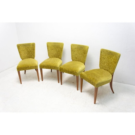 Image 1 of Set of 4 vintage Art Deco dining chairs H-214 by Jindrich Halabala for Úp Závody, 1950s