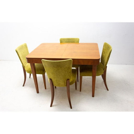 Image 1 of Set of 4 vintage Art Deco dining chairs H-214 by Jindrich Halabala for Úp Závody, 1950s