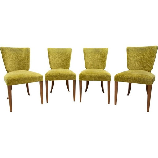 Set of 4 vintage Art Deco dining chairs H-214 by Jindrich Halabala for Úp Závody, 1950s