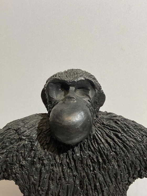 Image 1 of Bronze Apes, France, 1970S, Solid Brass, Set Of 3