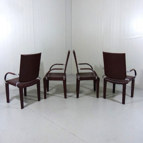 Image 1 of 4 chaises Arcadia en cuir par Arper Italie 1980