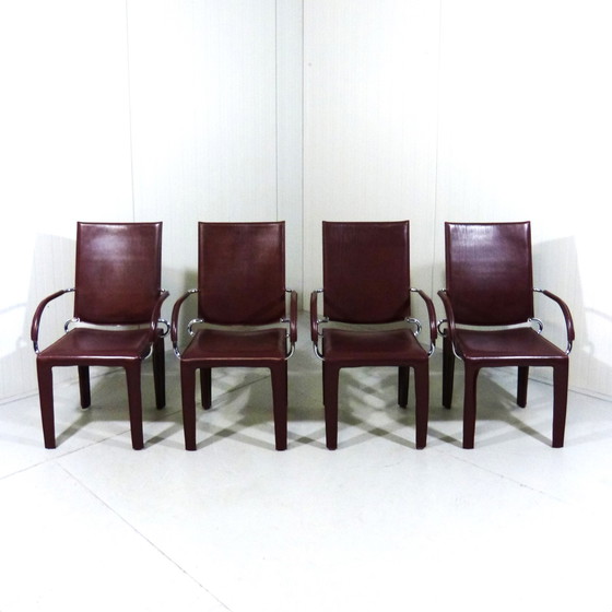 Image 1 of 4 chaises Arcadia en cuir par Arper Italie 1980