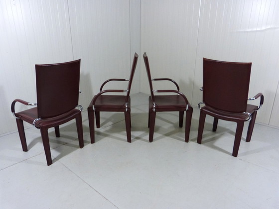 Image 1 of 4 chaises Arcadia en cuir par Arper Italie 1980