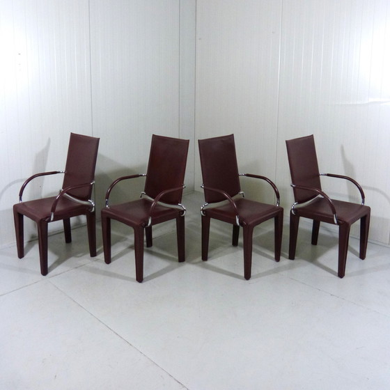 Image 1 of 4 chaises Arcadia en cuir par Arper Italie 1980