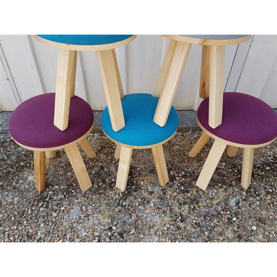 Image 1 of Vintage set of 8 "Buzzy Milk" stools by Alain Gilles