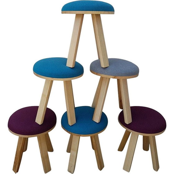 Image 1 of Vintage set of 8 "Buzzy Milk" stools by Alain Gilles