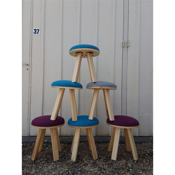 Image 1 of Vintage set of 8 "Buzzy Milk" stools by Alain Gilles