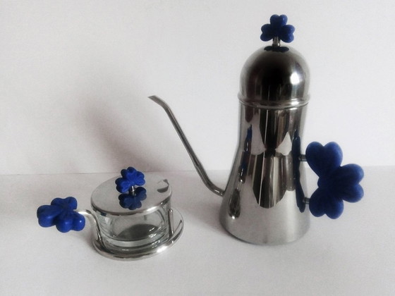 Image 1 of Prandelli Italy 'Giovani' Postmodern Coffee Pot + Sugar Bowl 1990S