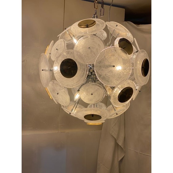 Image 1 of Italian Venied-White "Alabastro Murano Glass Sputnik Chandelier