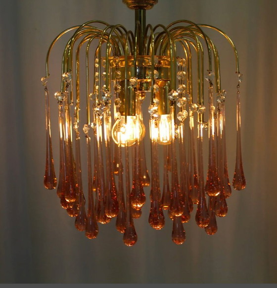 Image 1 of Murano Glass Peg Chandelier Hollywood Regency