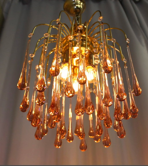 Murano Glass Peg Chandelier Hollywood Regency