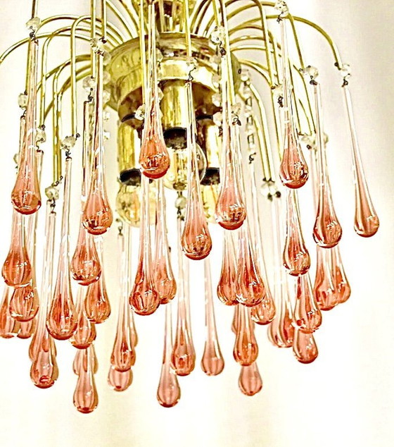 Image 1 of Murano Glass Peg Chandelier Hollywood Regency