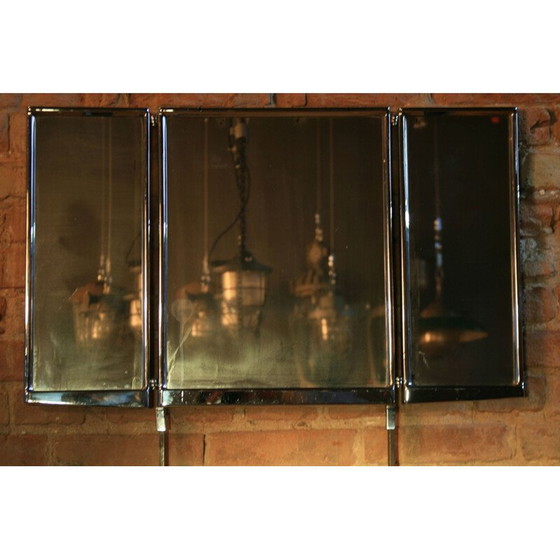 Image 1 of Vintage folding mirror in thick steel, Poland 1930
