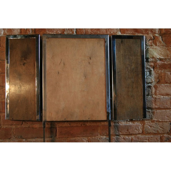 Image 1 of Vintage folding mirror in thick steel, Poland 1930