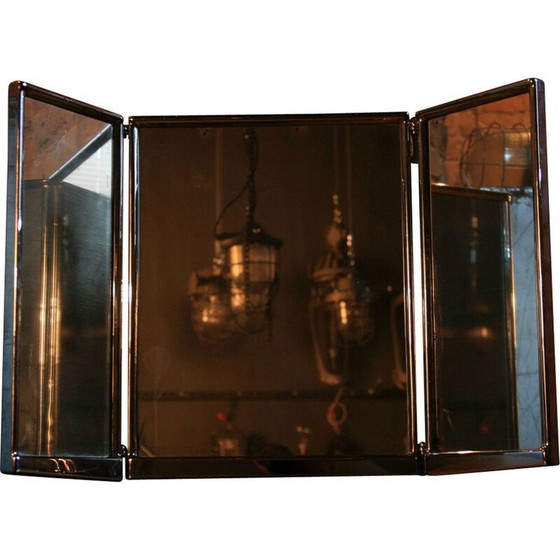 Image 1 of Vintage folding mirror in thick steel, Poland 1930