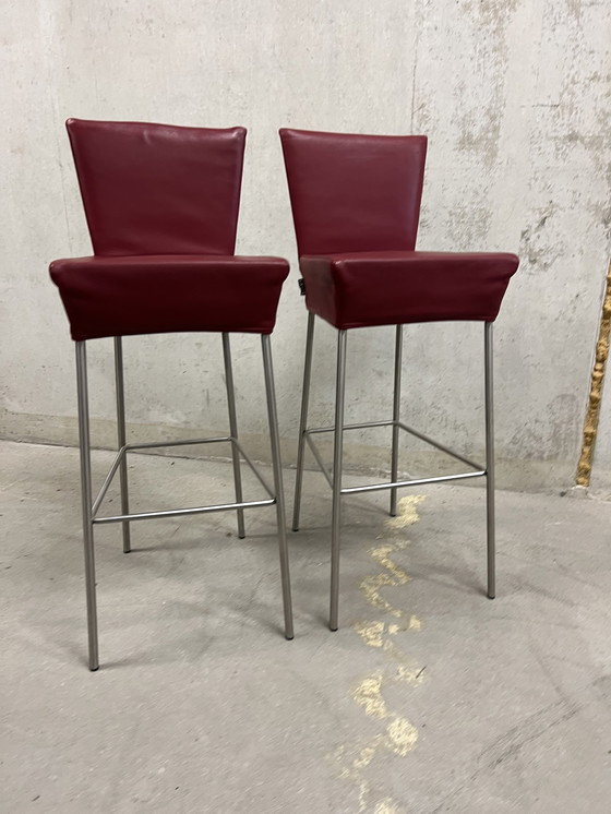 Image 1 of 2x Label Orea Bar chair red leather