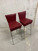 2x Label Orea Bar chair red leather