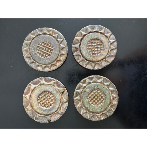 Image 1 of Set of 4 vintage stoneware trivets, 1970