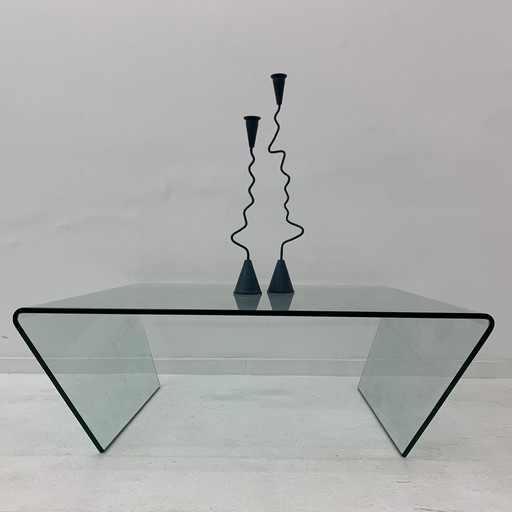 Table basse en verre post-moderne, années 1980