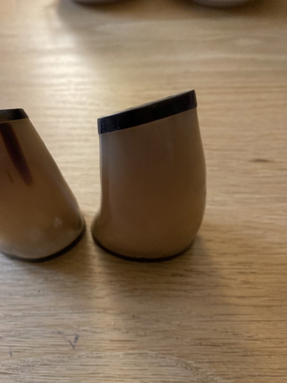 Image 1 of Mid - Century pepper and salt shaker made from buffalo horn