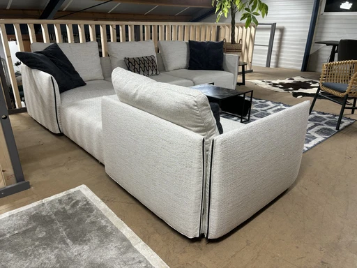 Canapé d'angle modulable Minotti Milano en tissu G écru / beige