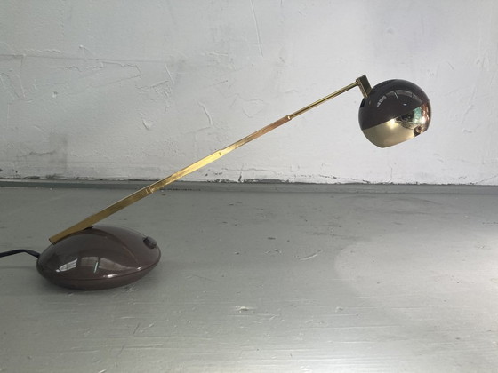 Image 1 of 2X Telescopic Extendable And Adjustable Brass Desk Lamps, Germany, 1970S