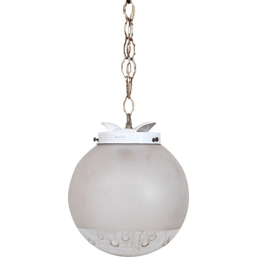 Vintage two tone glass pendant lamp, Germany 1900s