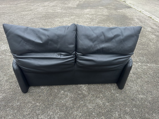 Image 1 of Cassina Maralunga leather sofa black two-seater